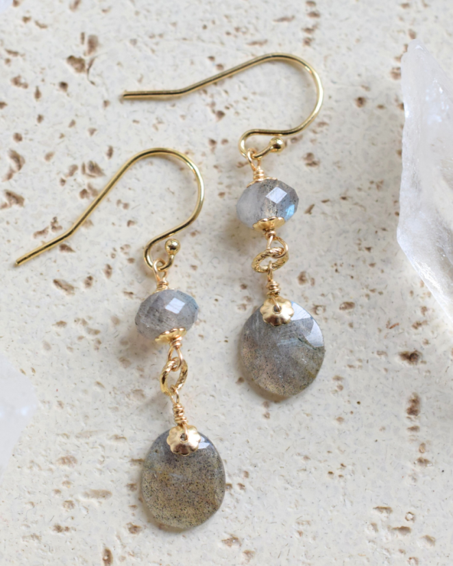 Snílci, labradorit, náušnice