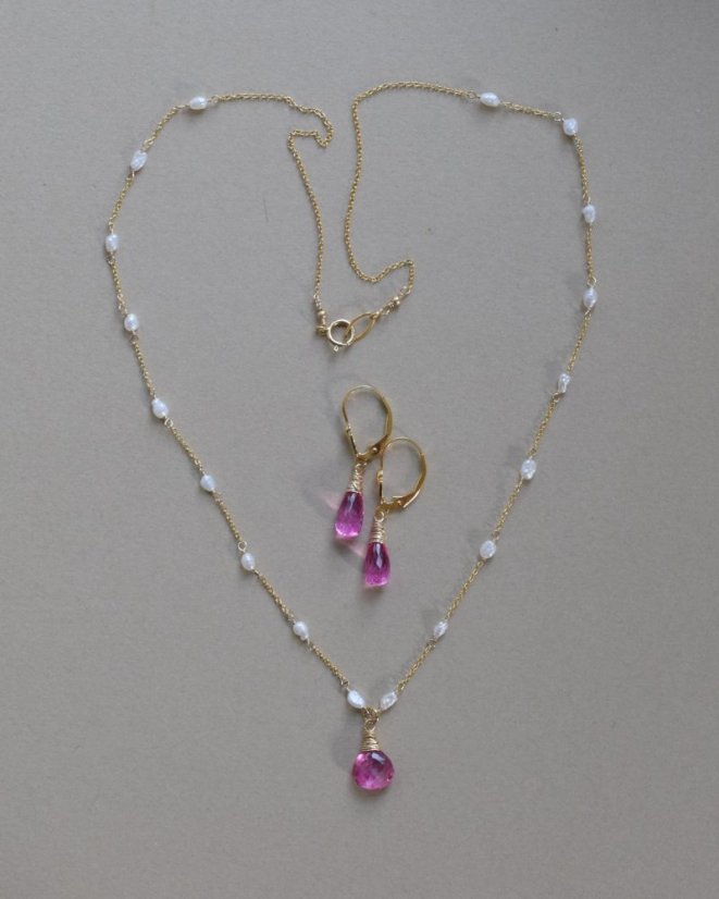 náhrdelník pink topaz