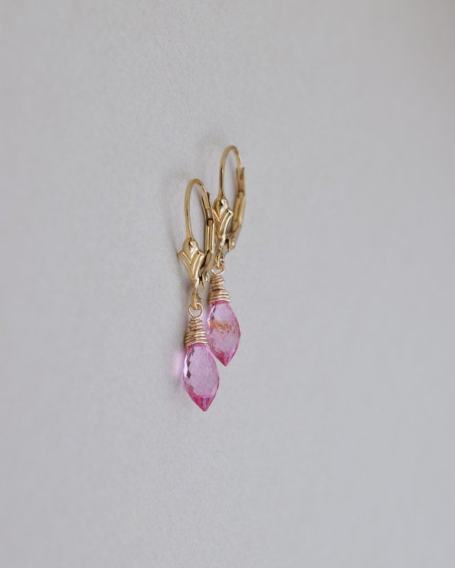 Divoké maliny, pink topaz, náušnice
