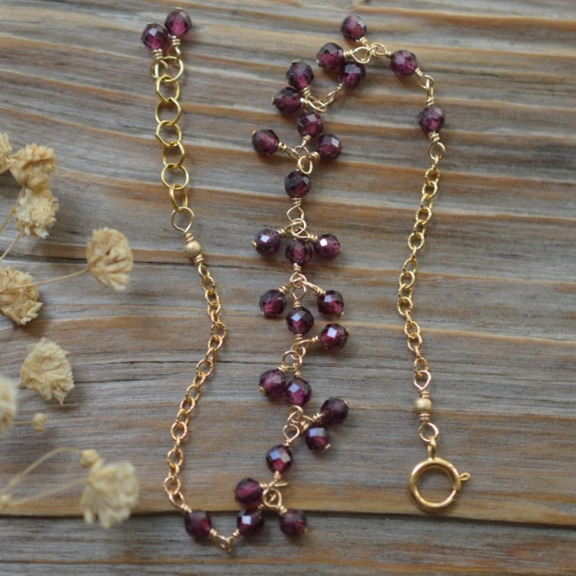 Nespoutaný s granáty rhodolite, náramek