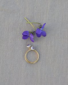 Violkový, mini barokní perly, safír, prstýnek