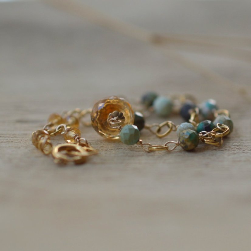 Svatojánský, citrín, africký tyrkys náramek