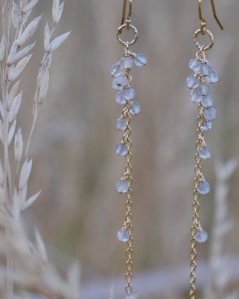 boho vílí dlouhé náušnice labradorit