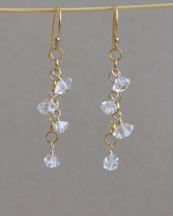 Střípky, hekimer diamond, náušnice