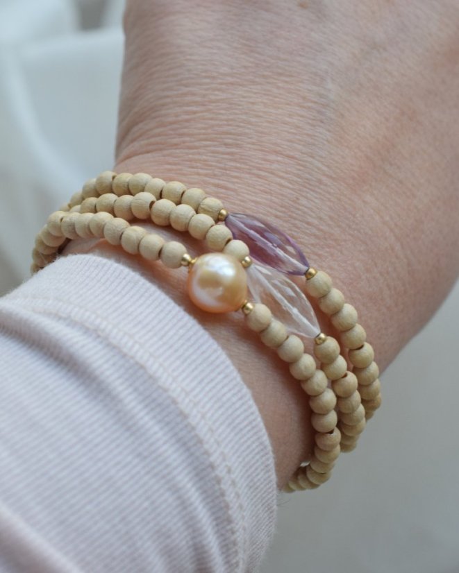 Moje esence, dřevěný s křišťálem, náramek