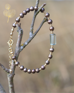 Doteky země, zelený ametyst, říční perly, náramek