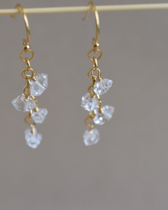 Střípky, hekimer diamond, náušnice