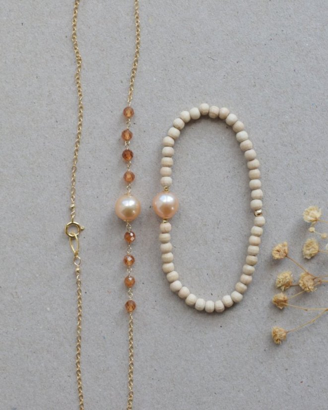 sperky barokni perla broskvova