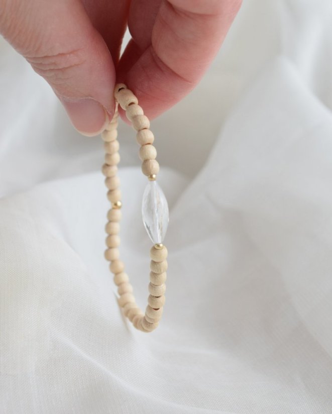 Moje esence, dřevěný s křišťálem, náramek