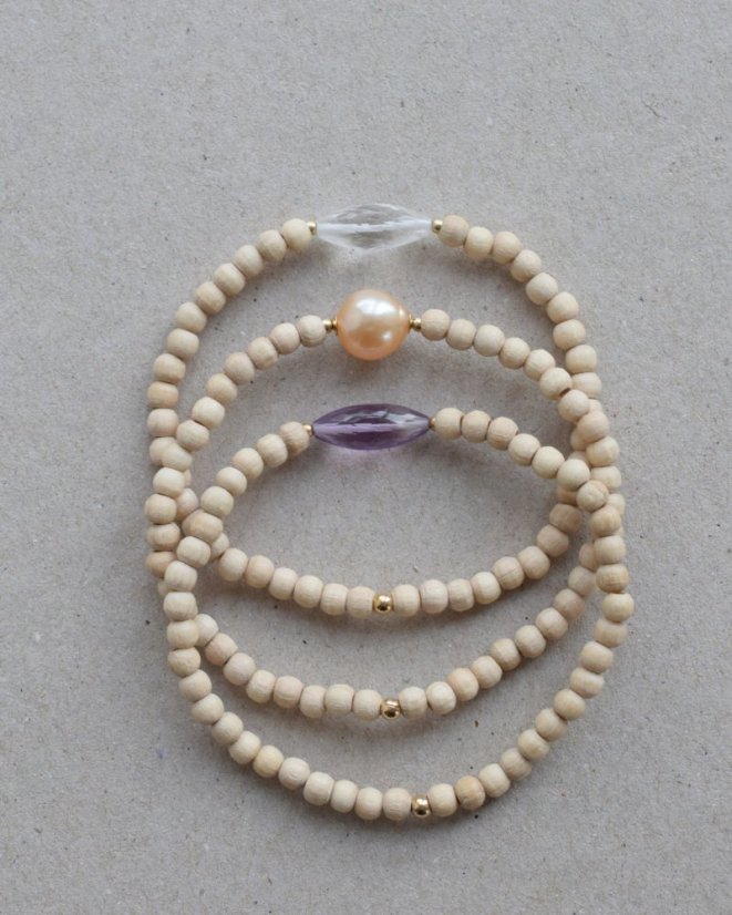 Moje esence, dřevěný s křišťálem, náramek