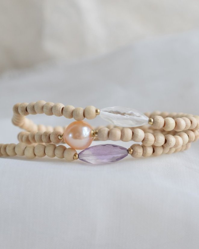 Moje esence, dřevěný s křišťálem, náramek