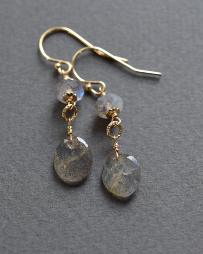 Snílci, labradorit, náušnice