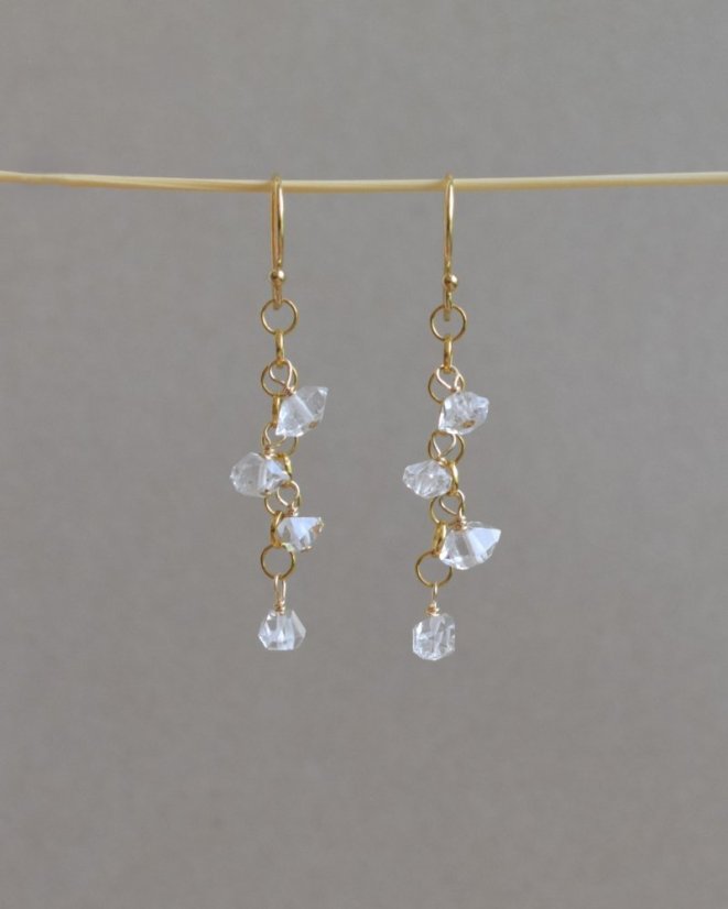 Střípky, hekimer diamond, náušnice