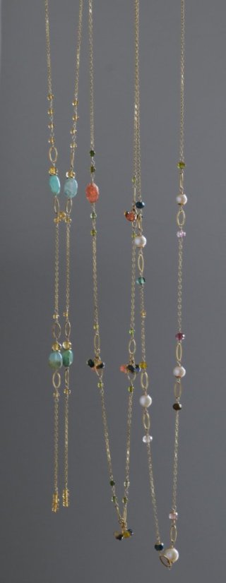 Kamínky z hor, modrý andský opál, citrín, náhrdelník