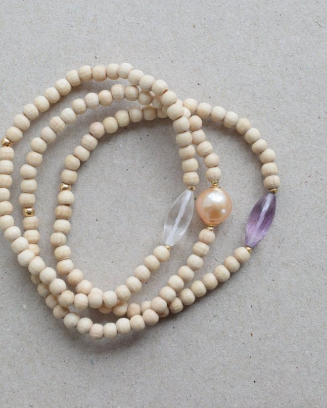 Moje esence, dřevěný s křišťálem, náramek