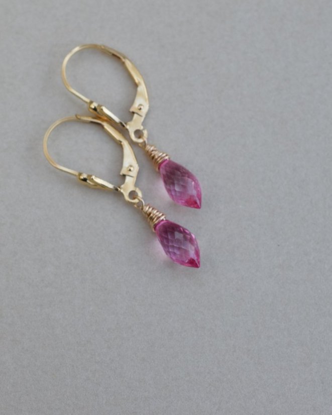 Divoké maliny, pink topaz, náušnice