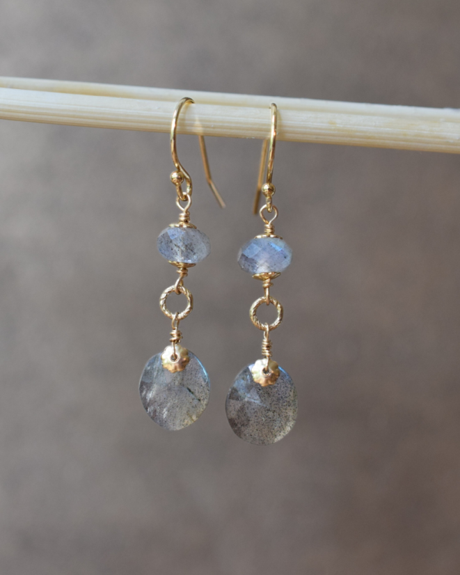 Snílci, labradorit, náušnice