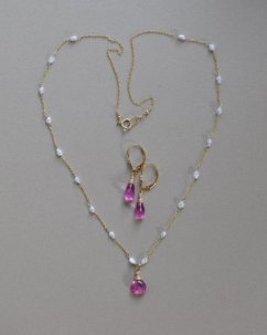 náhrdelník pink topaz náhrdelník pink topaz