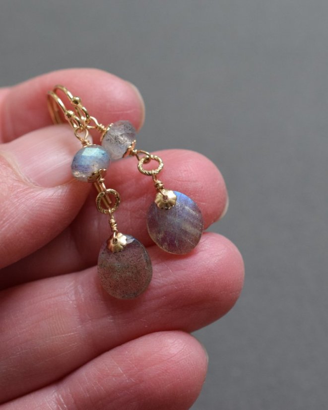 Snílci, labradorit, náušnice