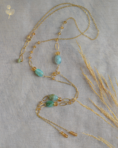 Kamínky z hor, modrý andský opál, citrín, náhrdelník