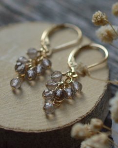 Hrozny s kouřovým křemenem náušnice