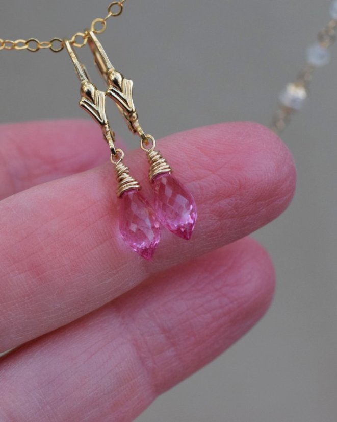 Divoké maliny, pink topaz, náušnice