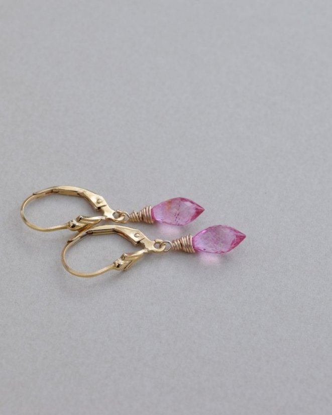 Divoké maliny, pink topaz, náušnice